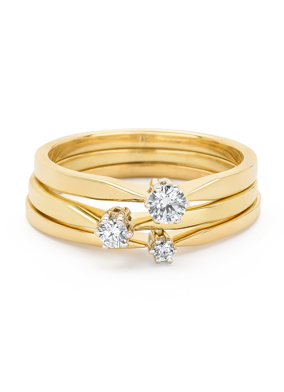 Yellow gold solitary ring, 0.12 ct diamond, Groeibriljant