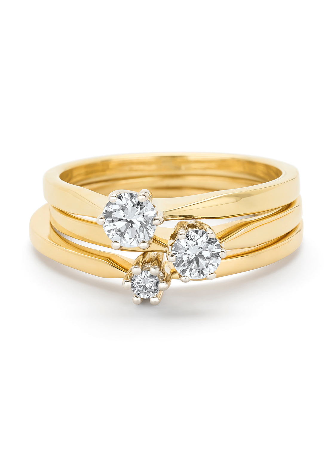 Yellow gold solitary ring, 0.04 ct diamond, Groeibriljant