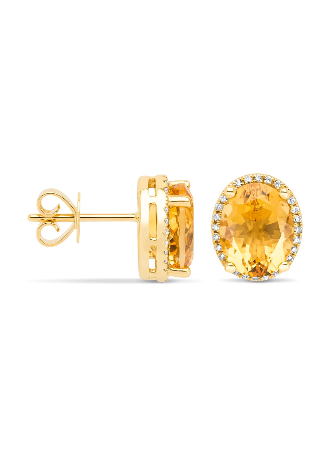 Geelgouden oorsieraden, 5.07 ct citrien, Fiësta