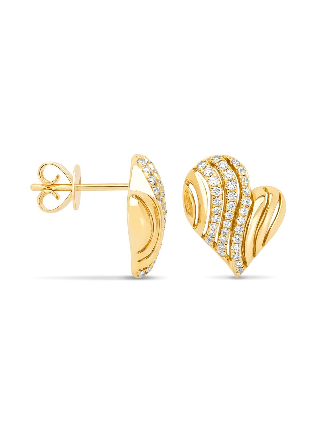 Geelgouden oorsieraden, 0.39 ct diamant, Caviar