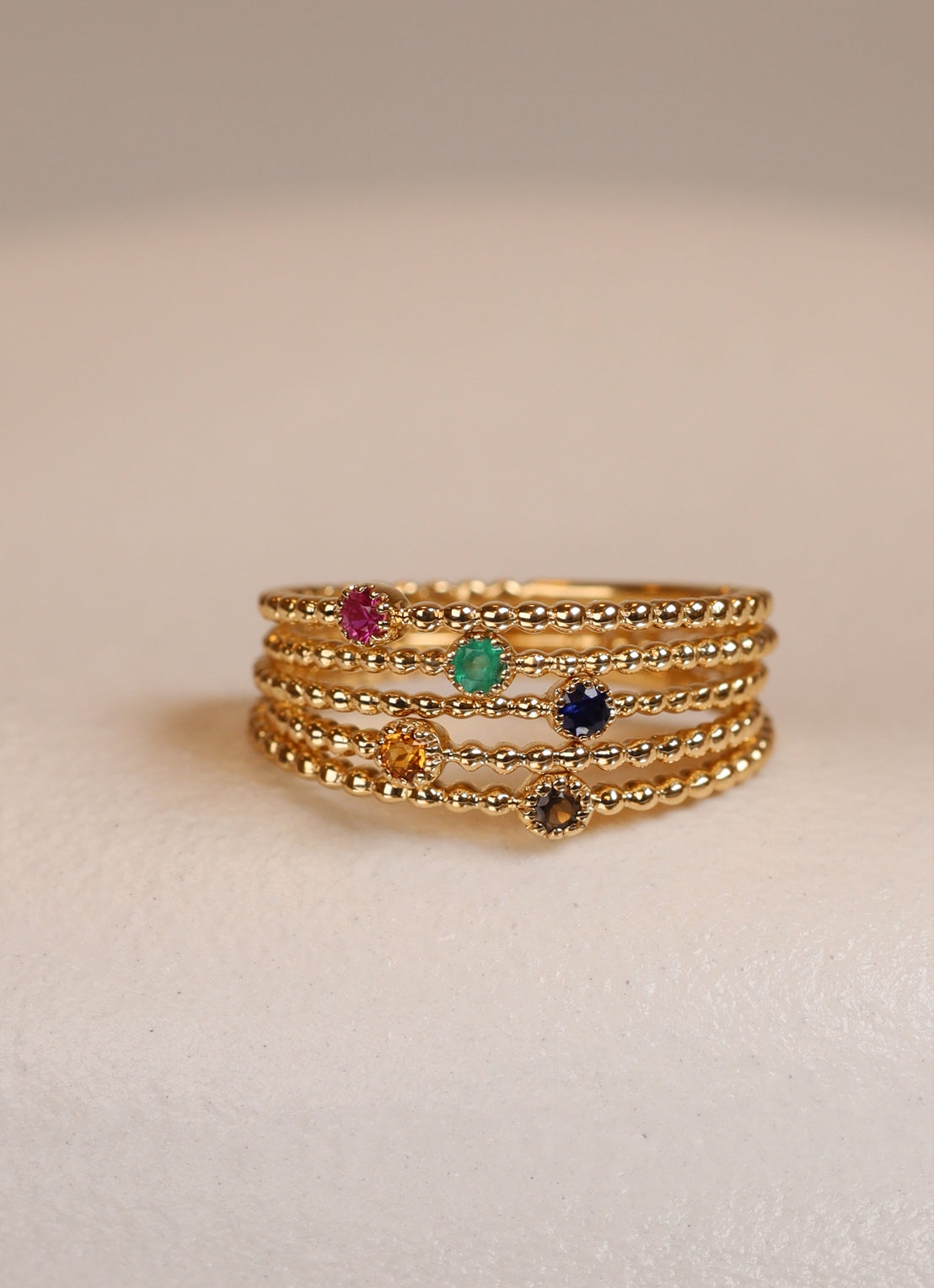 Geelgouden ring, 0.04 ct smaragd, Joy