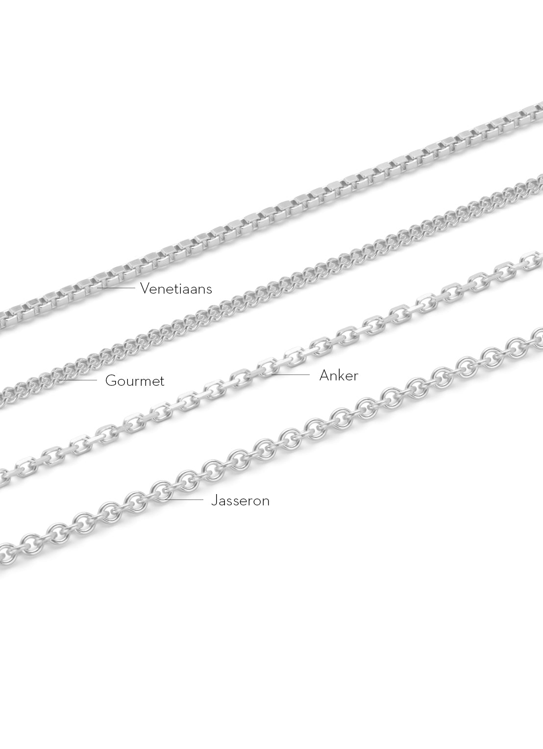Witgouden anker lengtecollier Timeless Treasures 40cm