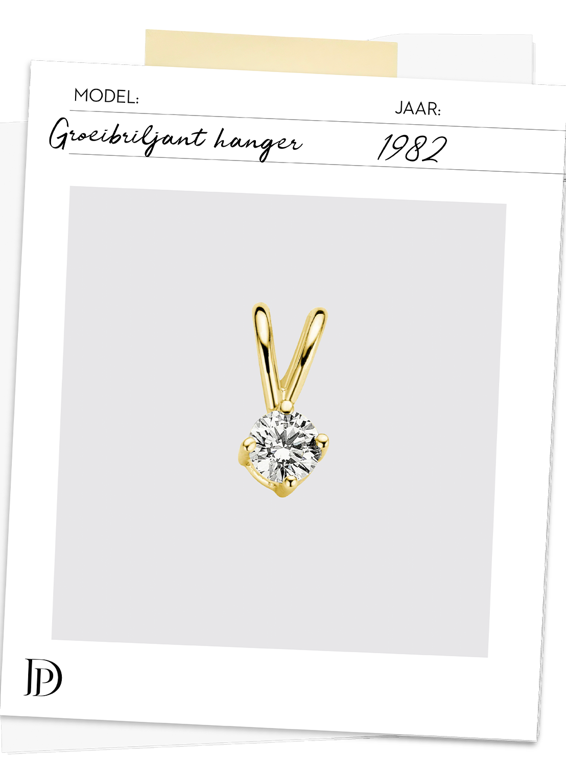 Geelgouden hanger, 0.11 ct diamant, Groeibriljant