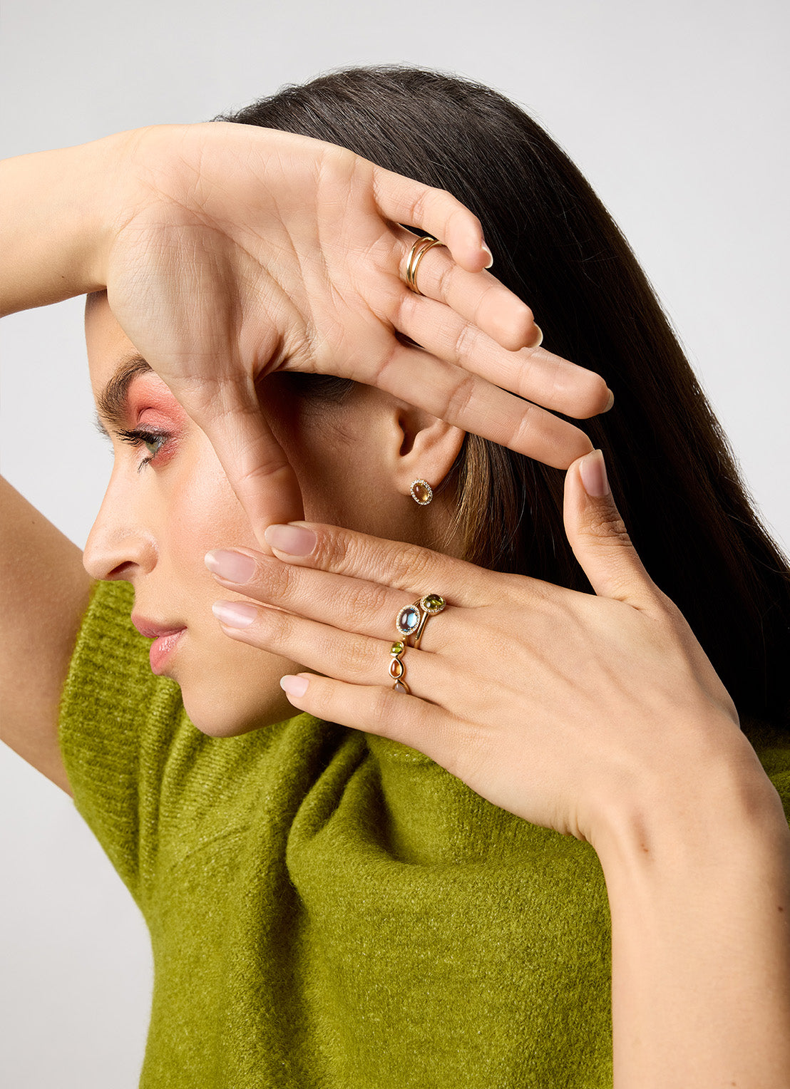 Yellow gold ear jewelry, 3.12 ct citrien, little drops