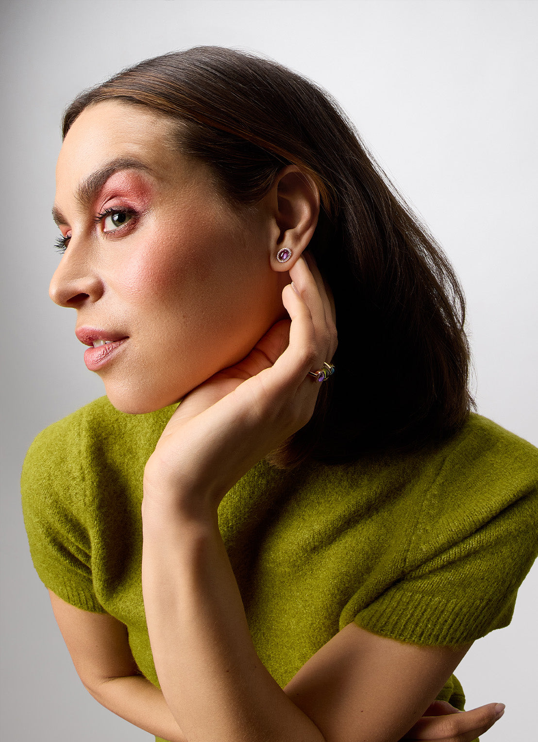 Rose gold earrings, 1.55 ct purple amethyst, Little Drops