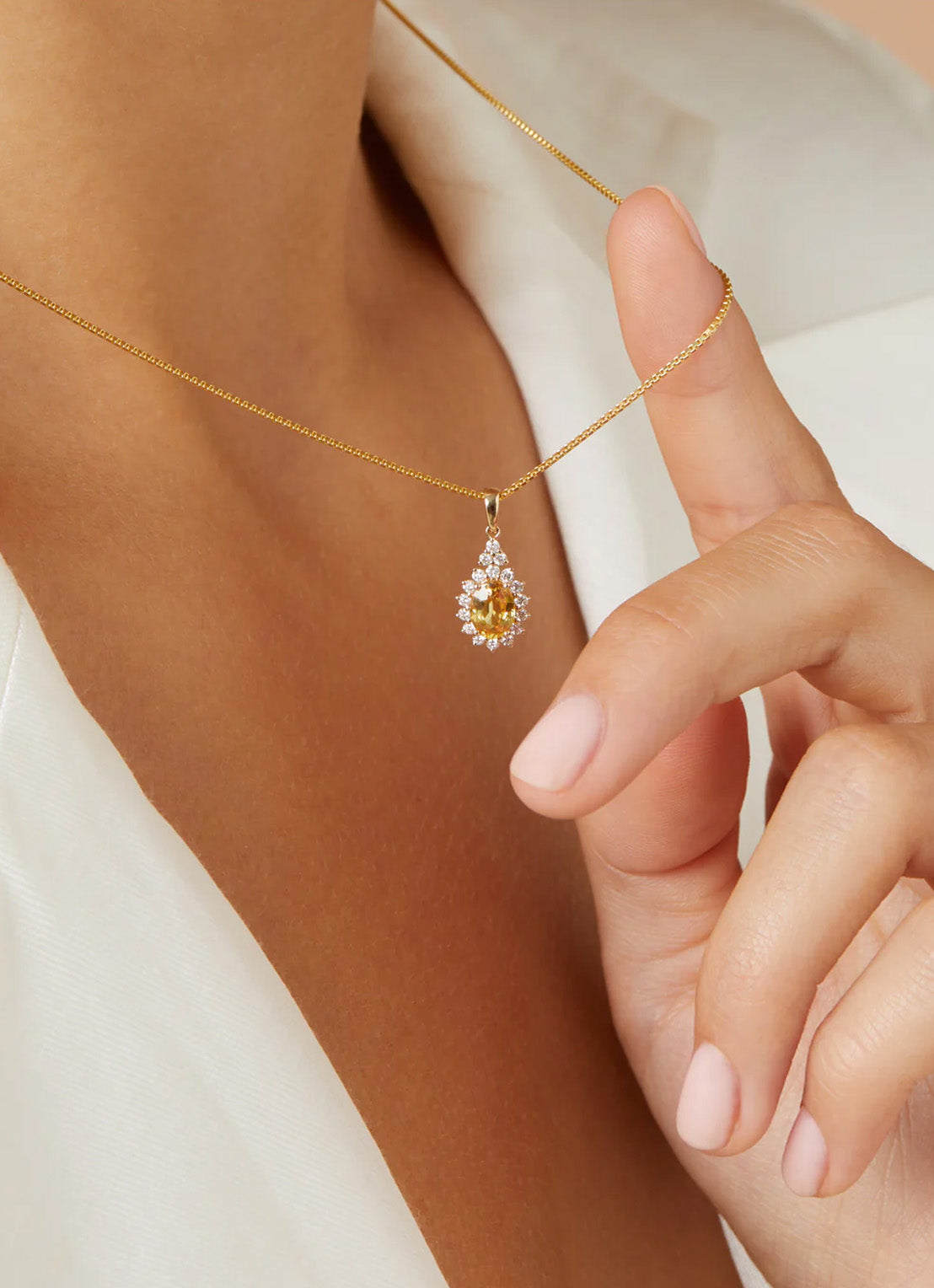 Geelgouden hanger, 1.00 ct gele saffier, Eden