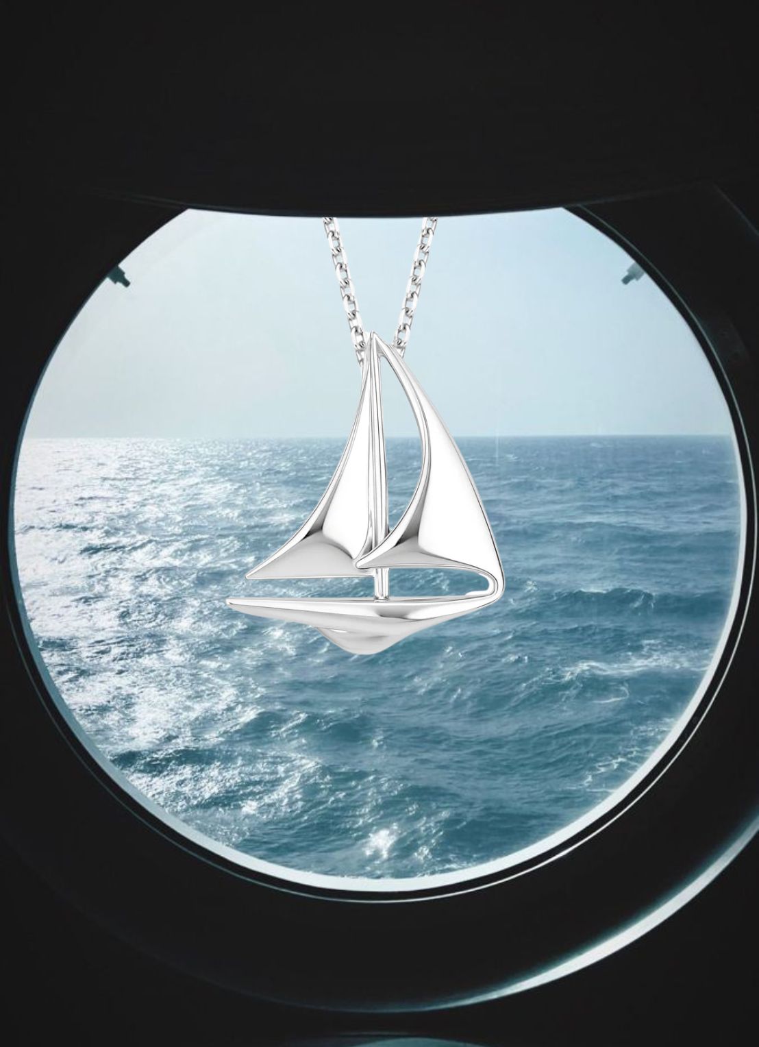 White gold pendant Sailboat, Dutch icons